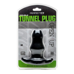 Perfect Fit Double Tunnel Plug Noir Medium 9.5 x5.2 cm 